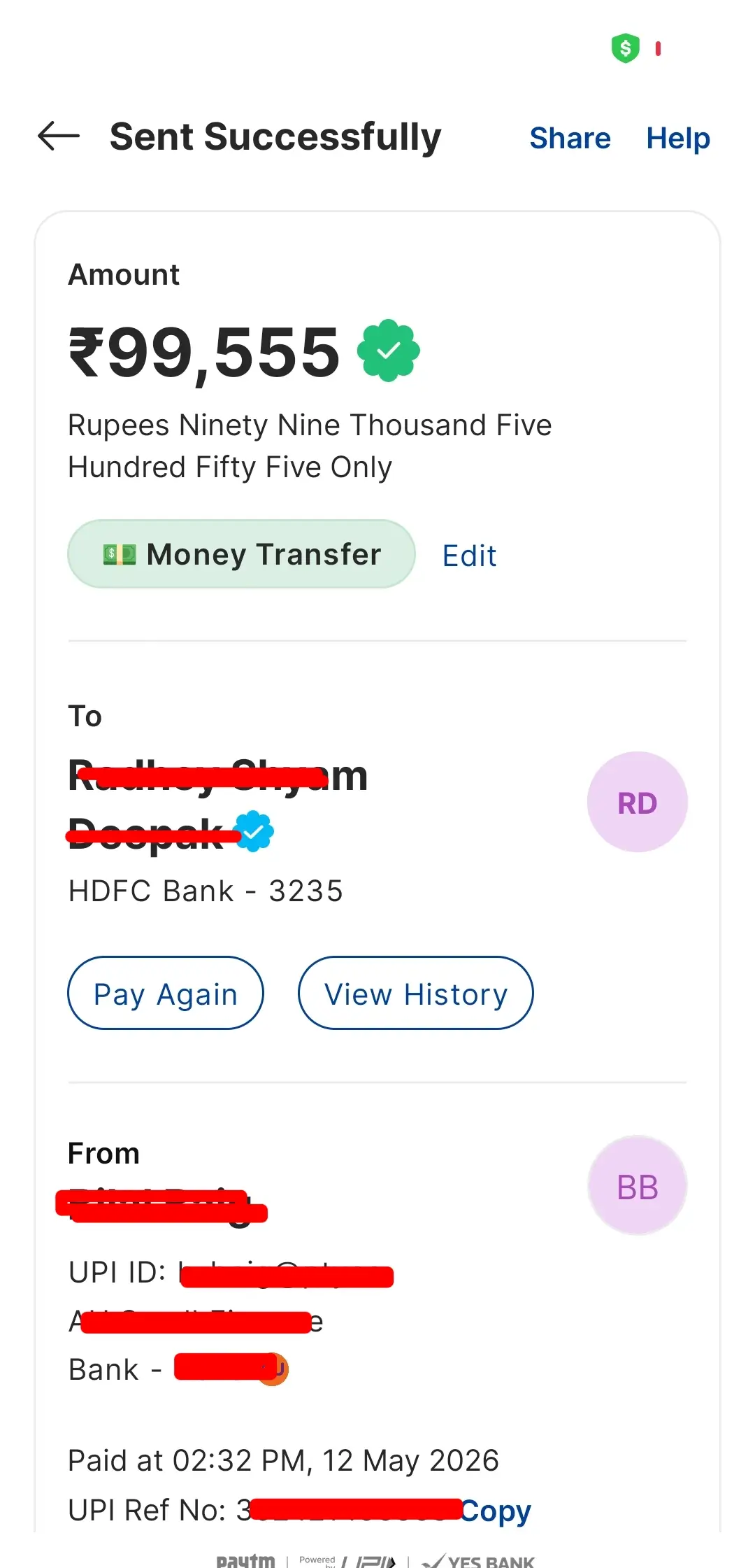 99exch Payment Proof — UPI instant transfer